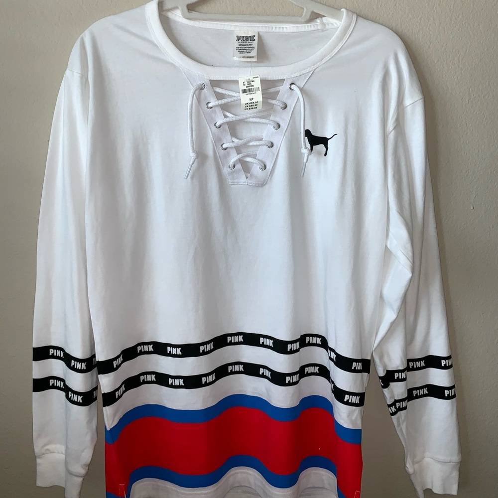 VS Pink Lace Up Front Crew